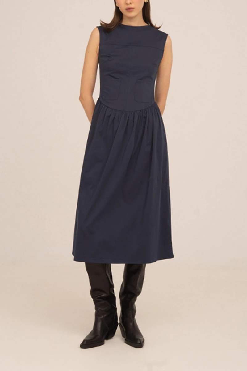Carmen Says Frame Blue Midi Dress