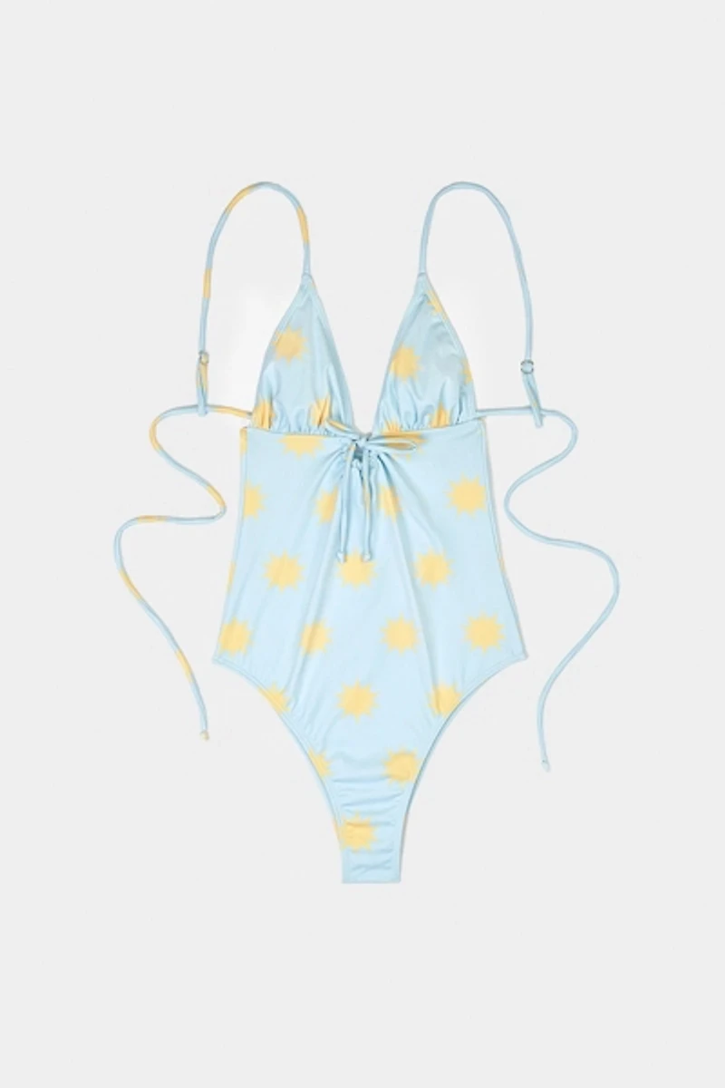 Carmen Says Illusion Sun-Printed Blue One Piece Swimsuit