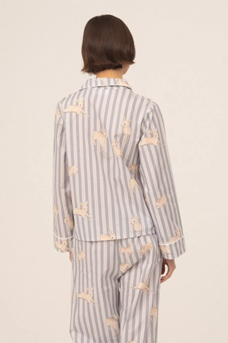 Carmen Says Striped Bambi Print Pajama Shirt