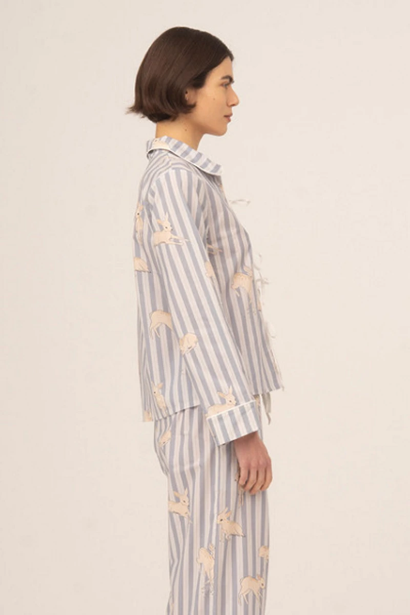Carmen Says Striped Bambi Print Pajama Shirt