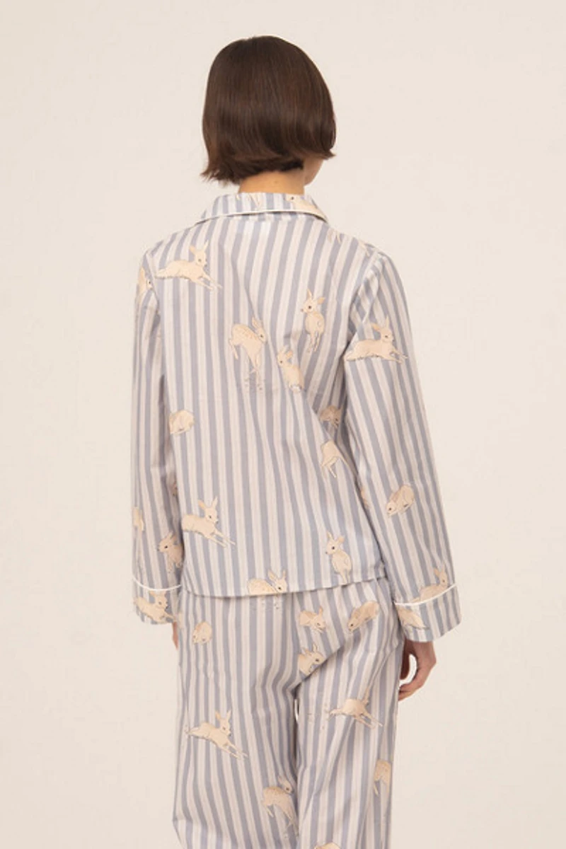 Carmen Says Striped Bambi Print Pajama Shirt