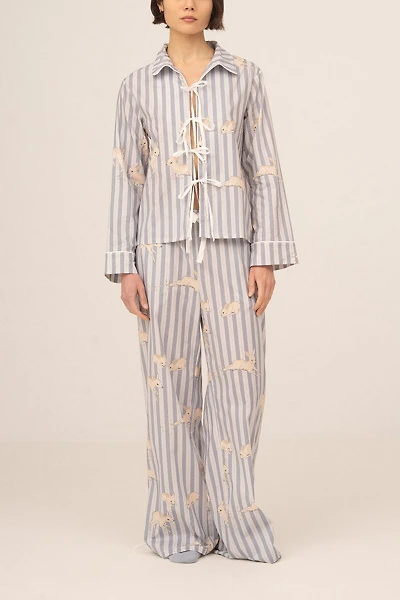 Carmen Says Striped Bambi Print Pajama Shirt