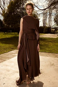 Carmen Says Brown Toast Polka Dot Occasion Dress