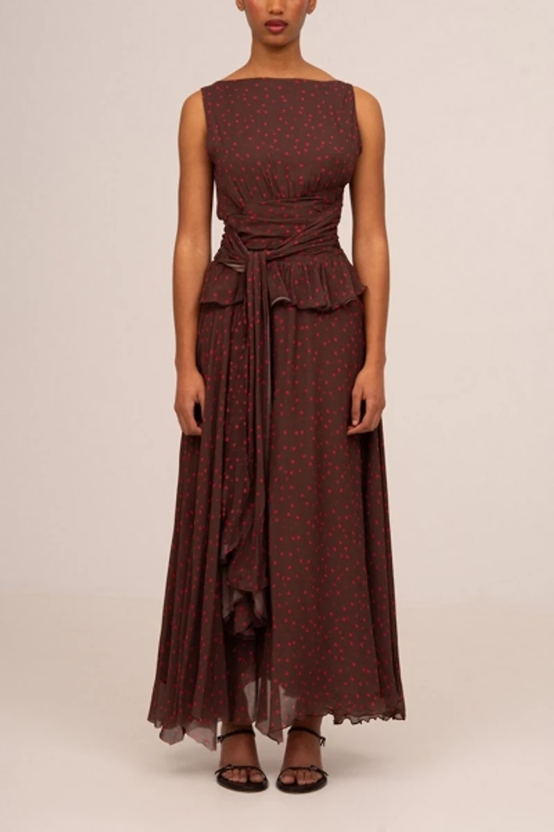 Carmen Says Brown Toast Polka Dot Occasion Dress