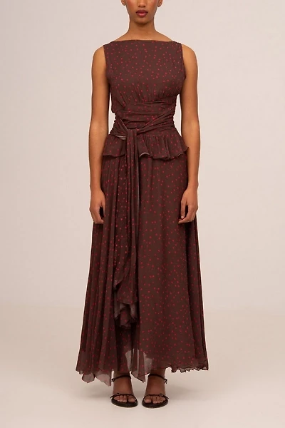 Carmen Says Brown Toast Polka Dot Occasion Dress