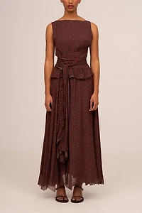 Carmen Says Brown Toast Polka Dot Occasion Dress