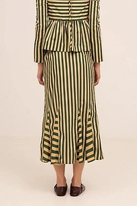 Carmen Says Garland Midi Green Striped Skirt
