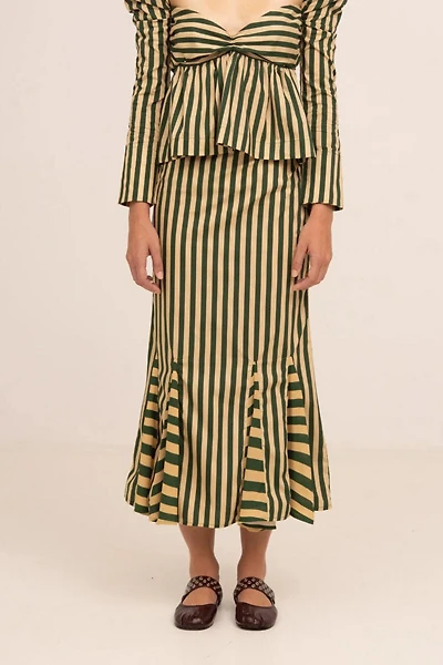 Carmen Says Garland Midi Green Striped Skirt