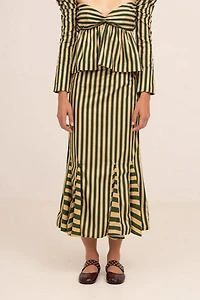 Carmen Says Garland Midi Green Striped Skirt