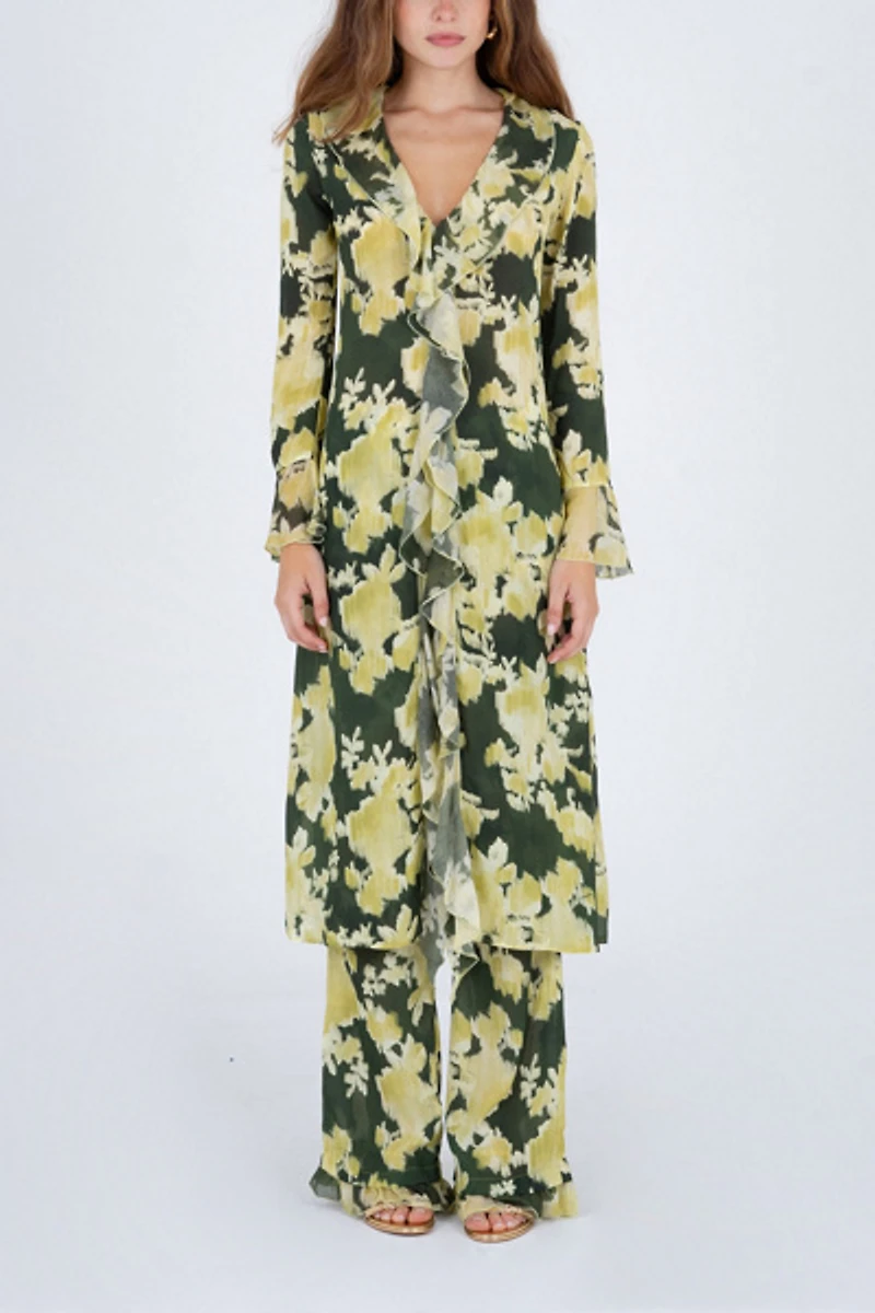 Carmen Says Lime Lagoon Flower Print Pants