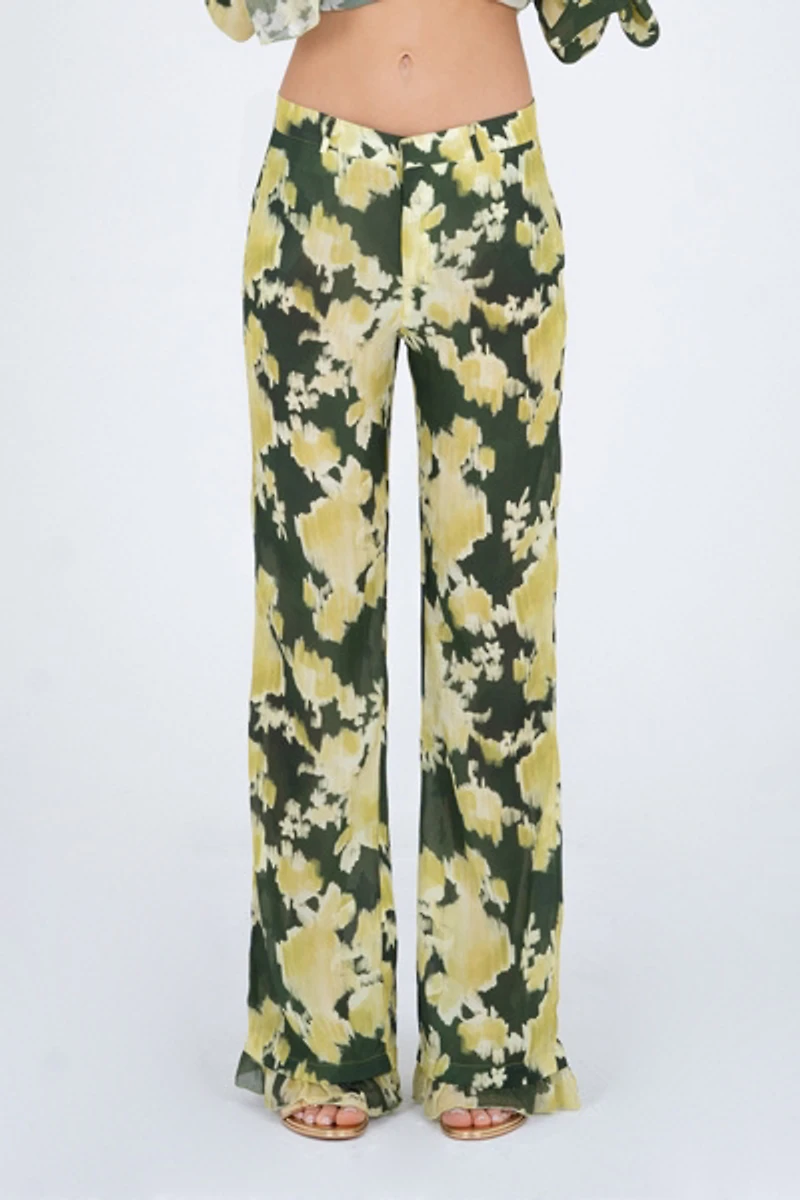 Carmen Says Lime Lagoon Flower Print Pants