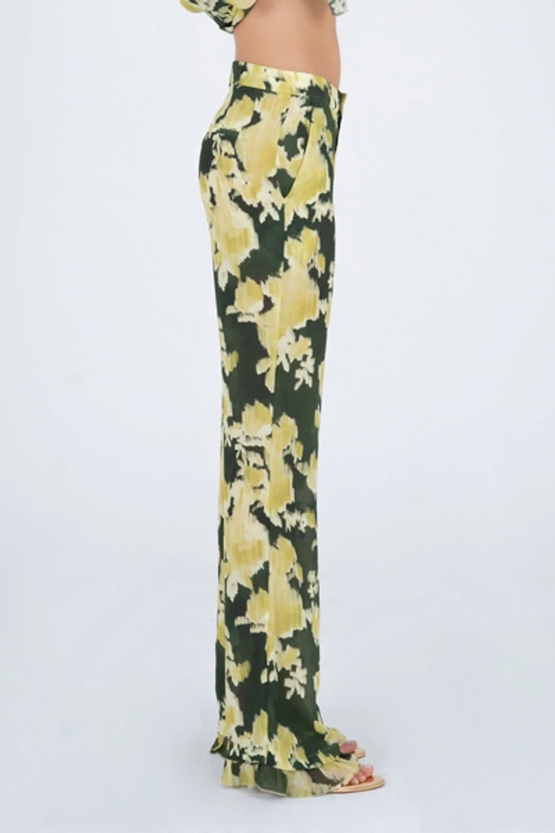 Carmen Says Lime Lagoon Flower Print Pants
