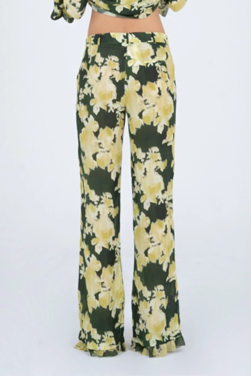 Carmen Says Lime Lagoon Flower Print Pants