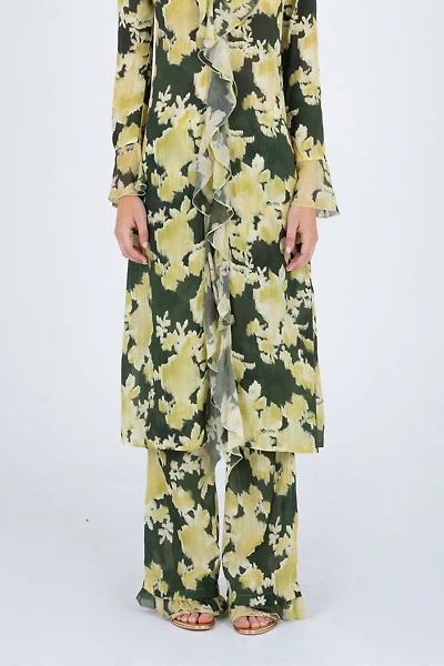Carmen Says Lime Lagoon Flower Print Pants