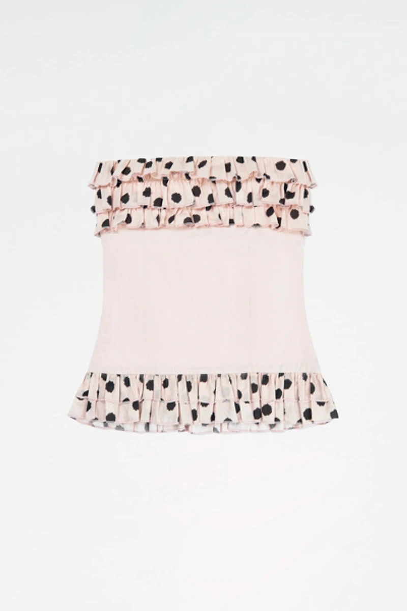 Carmen Says Noctis Beige Polka Dot Print Top