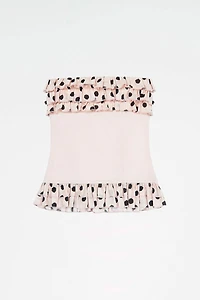 Carmen Says Noctis Beige Polka Dot Print Top