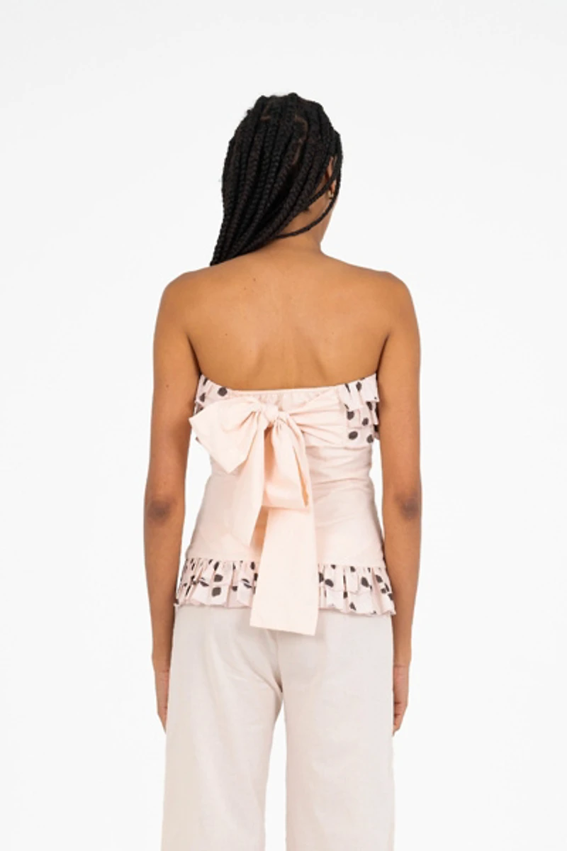 Carmen Says Noctis Beige Polka Dot Print Top