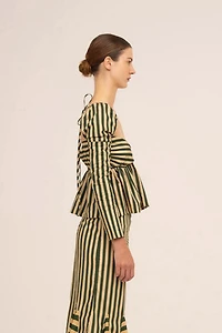 Carmen Says Garland Green Striped Top
