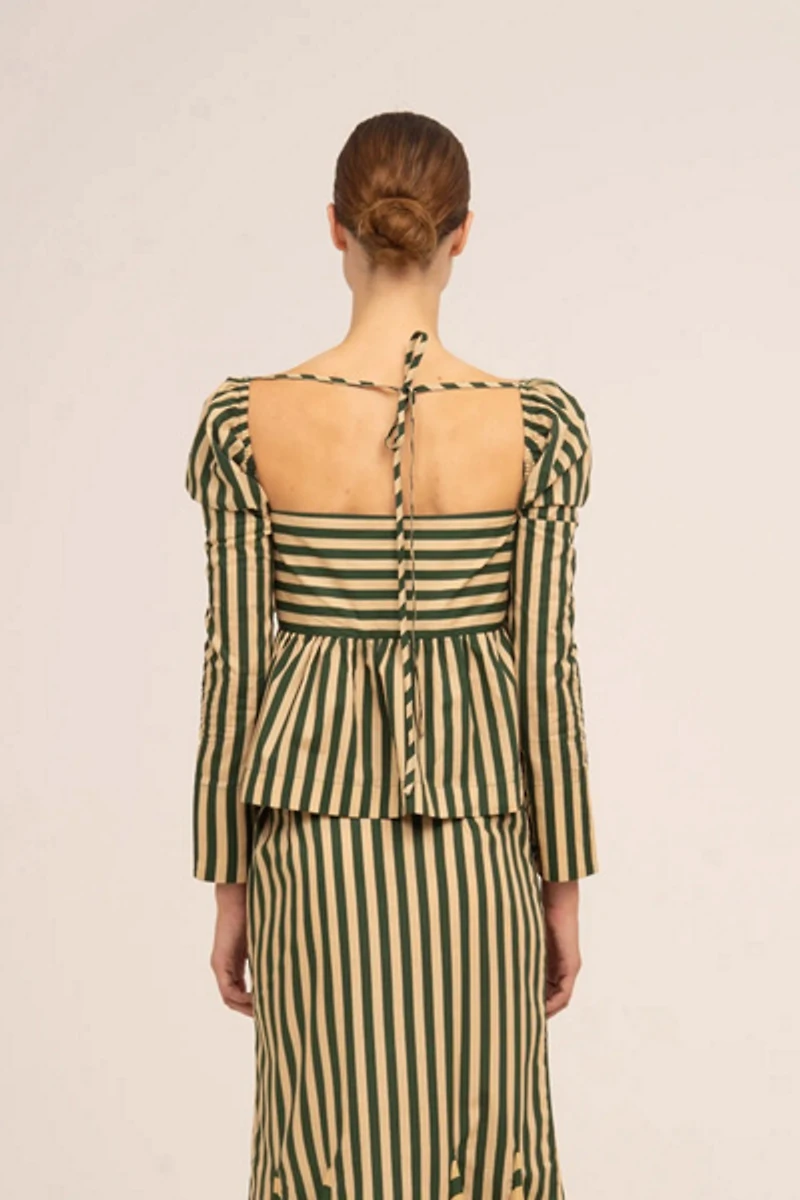 Carmen Says Garland Green Striped Top