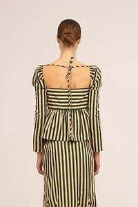 Carmen Says Garland Green Striped Top