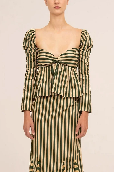 Carmen Says Garland Green Striped Top