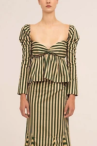 Carmen Says Garland Green Striped Top