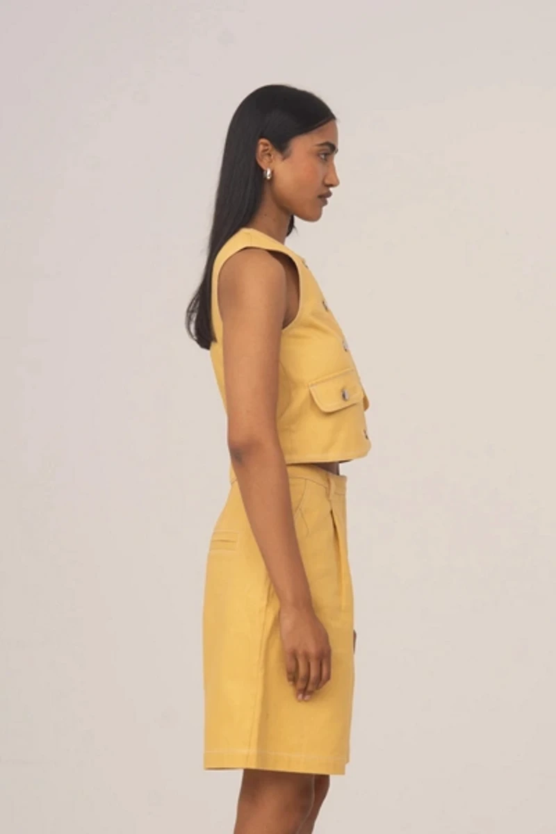 Carmen Says Desk Pale Yellow Denim Vest