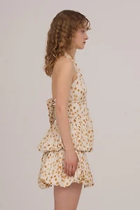 Carmen Says Fawn Deer Print Balloon Halter Top