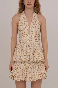 Carmen Says Fawn Deer Print Balloon Halter Top