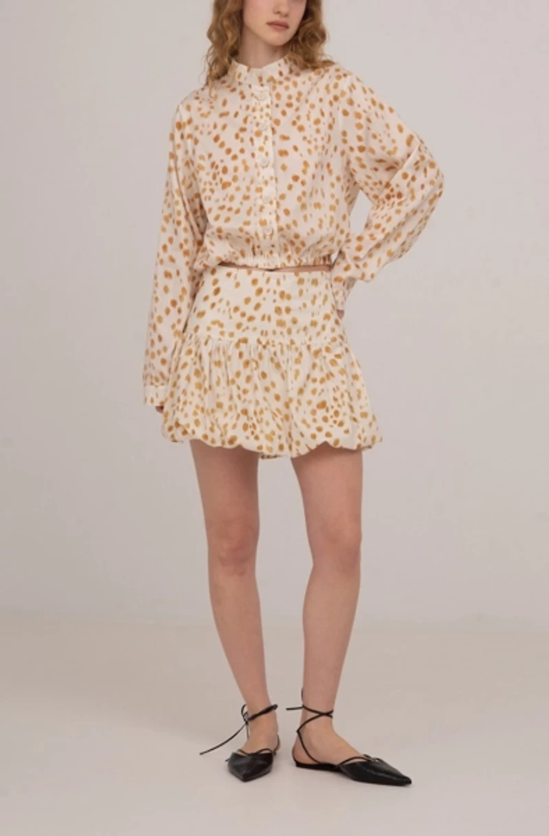 Carmen Says Fawn Deer Print Balloon Shirt