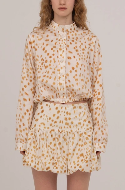Carmen Says Fawn Deer Print Balloon Shirt