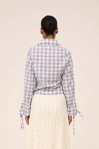 Carmen Says Commute Plaid Blue Shirt