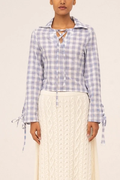 Carmen Says Commute Plaid Blue Shirt