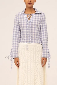 Carmen Says Commute Plaid Blue Shirt