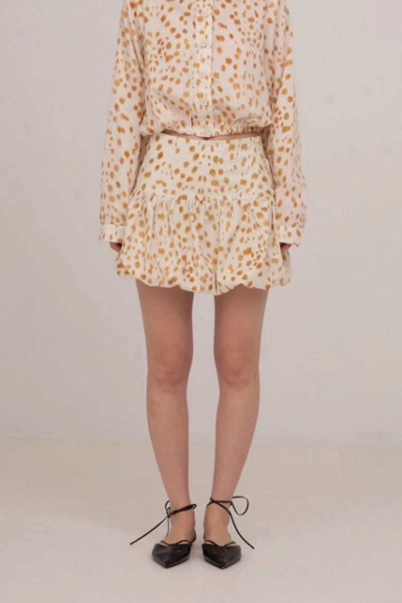Carmen Says Fawn Deer Print Balloon Mini Skirt