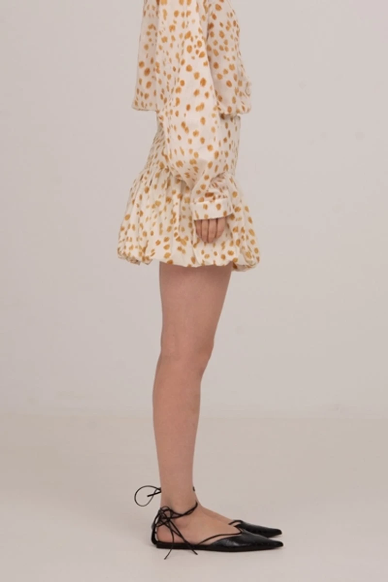 Carmen Says Fawn Deer Print Balloon Mini Skirt