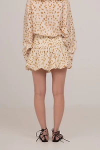 Carmen Says Fawn Deer Print Balloon Mini Skirt