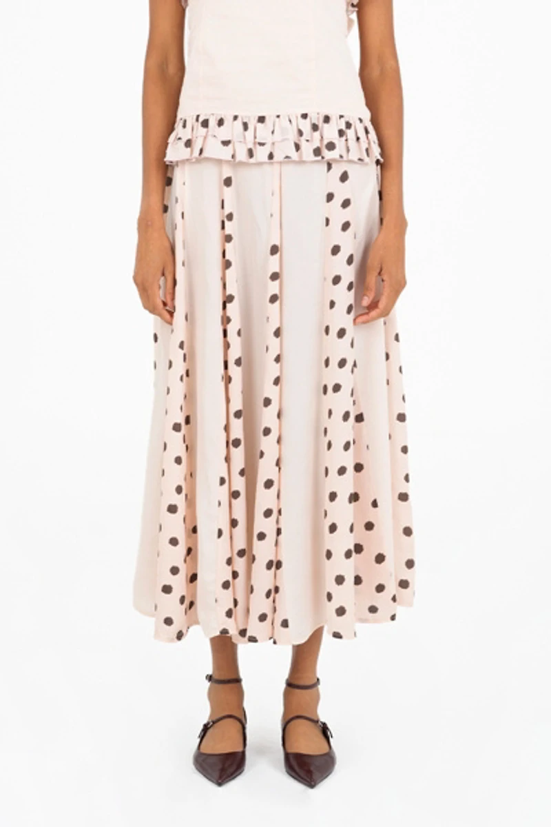 Carmen Says Noctis Beige Polka Dot Print Skirt