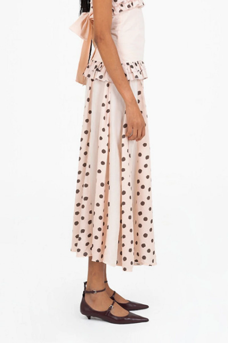 Carmen Says Noctis Beige Polka Dot Print Skirt