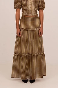 Carmen Says Striped Zafira Pink Print Maxi Skirt