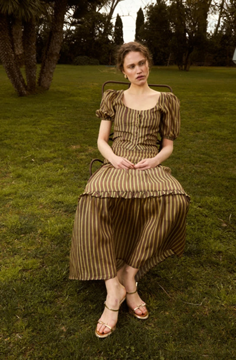 Carmen Says Striped Zafira Pink Print Maxi Skirt