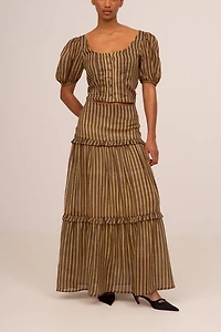 Carmen Says Striped Zafira Pink Print Maxi Skirt