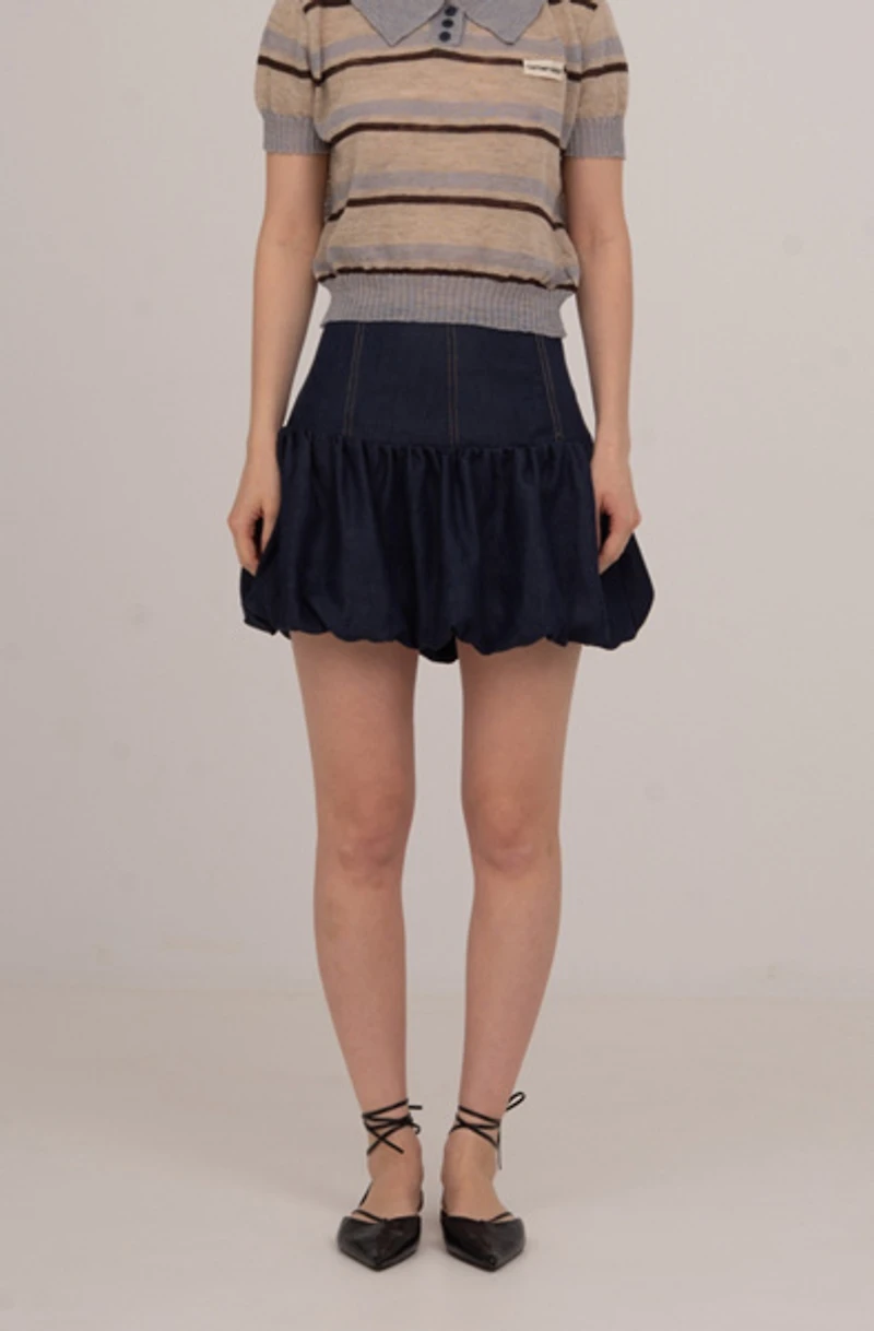 Carmen Says Denim Fawn Balloon Mini Skirt
