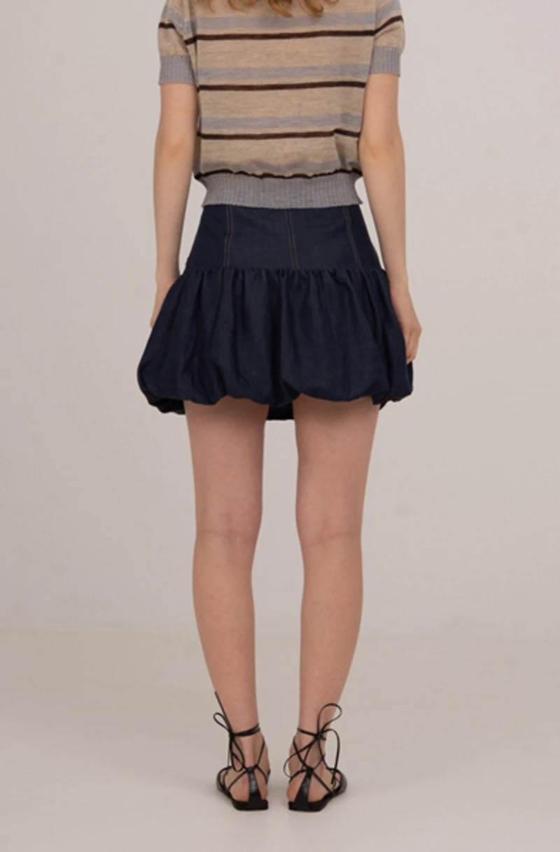 Carmen Says Denim Fawn Balloon Mini Skirt