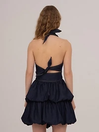 Carmen Says Denim Fawn Balloon Halter Top