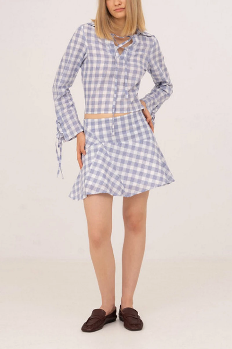 Carmen Says Commute Plaid Blue Mini Skirt