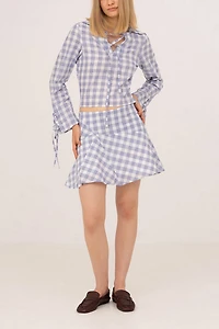 Carmen Says Commute Plaid Blue Mini Skirt