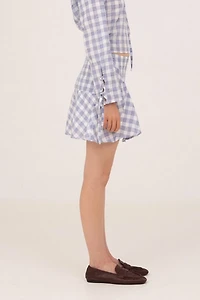 Carmen Says Commute Plaid Blue Mini Skirt