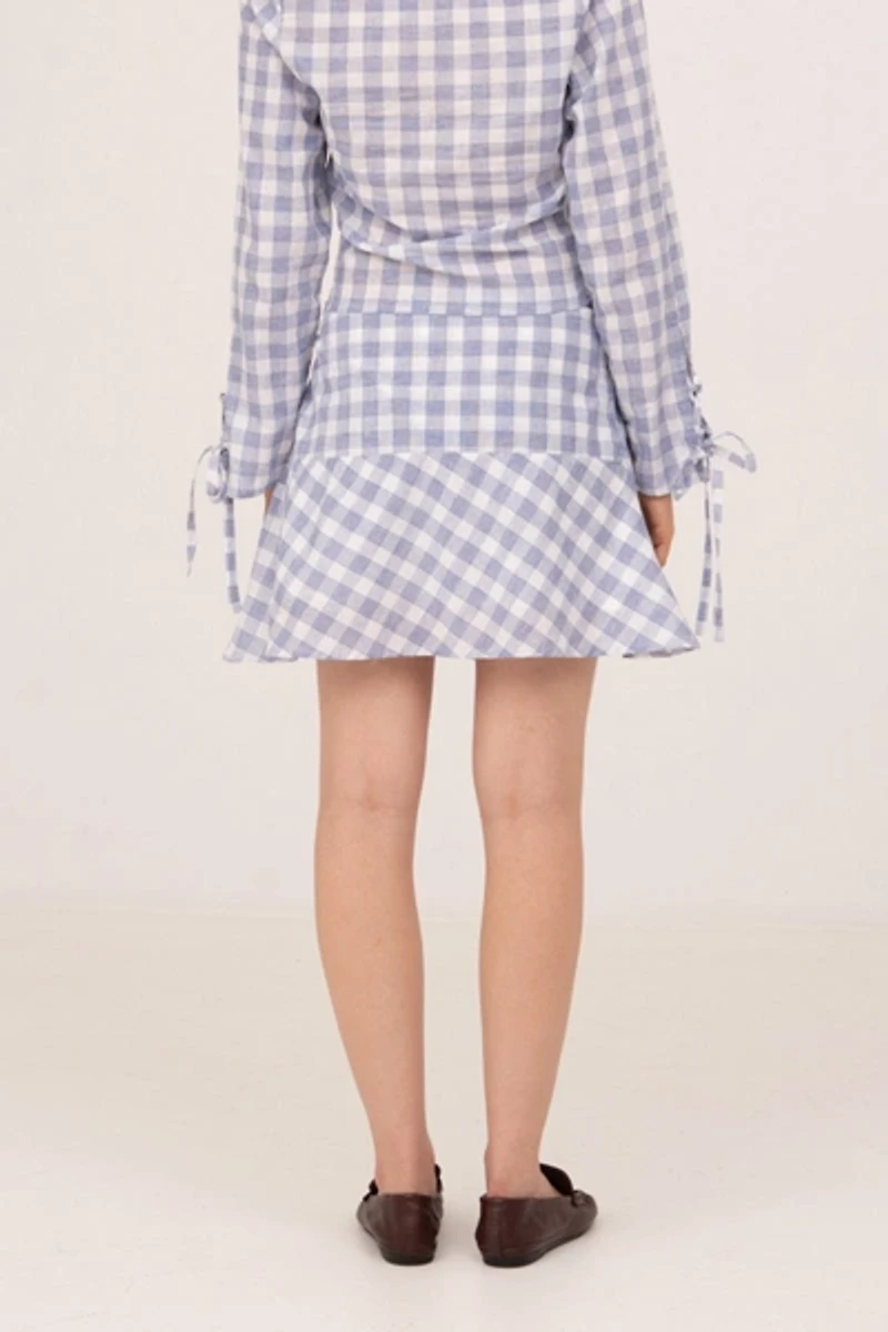 Carmen Says Commute Plaid Blue Mini Skirt