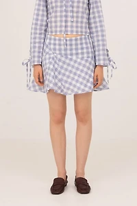 Carmen Says Commute Plaid Blue Mini Skirt